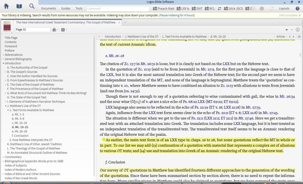 Commentary Reading on Logos on a PC