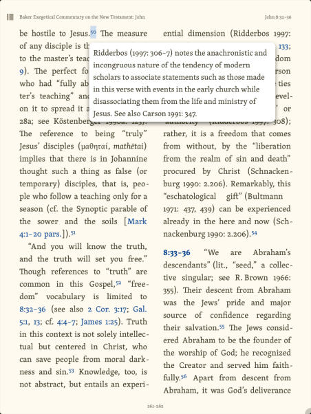 Tapping a Hyperlinked Footnote Brings It Up