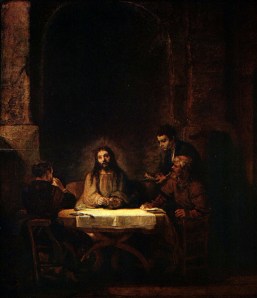 The Disciples Recognize Jesus at Emmaus,  Rembrandt (1606–1669)