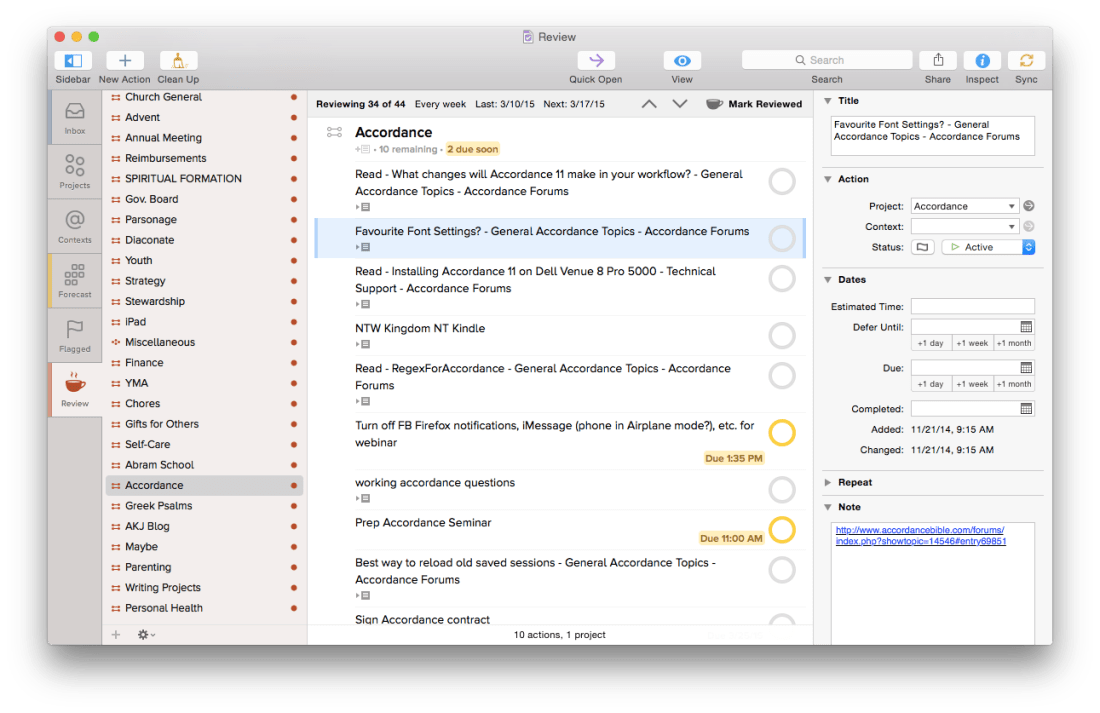 OmniFocus for Mac Review Perspective